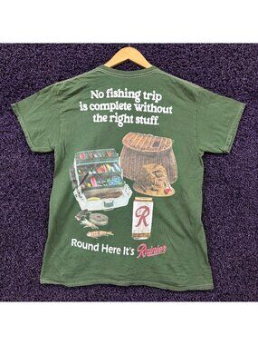 Rainier Beer No Fishing Trip is Complete without T-Shirt Size Medium